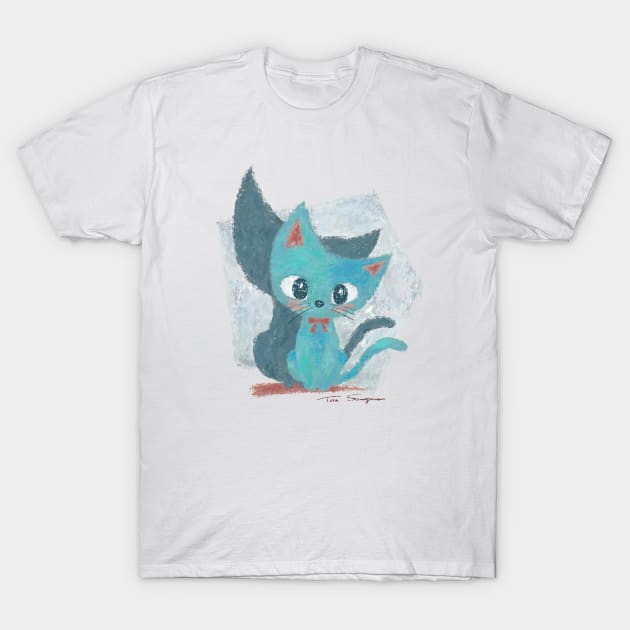 Blue green kitten T-Shirt by sanogawa